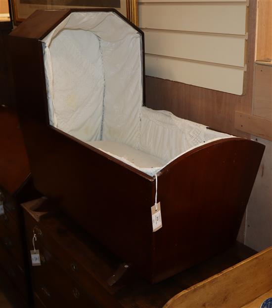 A Victorian style rocking crib L.90cm